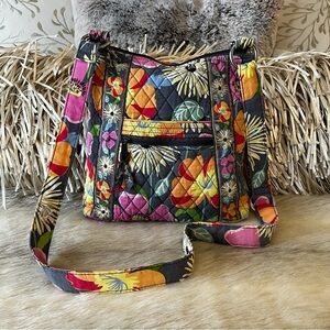 VERA BRADLEY Va Va Bloom 2012 Zip Hipster Crossbody Gray Pink Yellow Floral